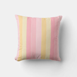 Stylish Modern Yellow Pink White Stripes Template Throw Pillow
