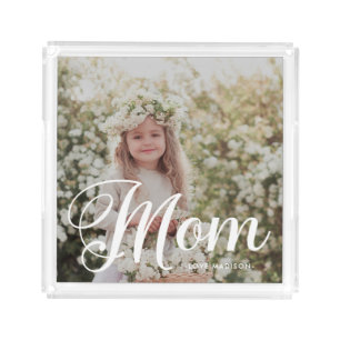 Stylish Mom Typography Photo and Name Tray