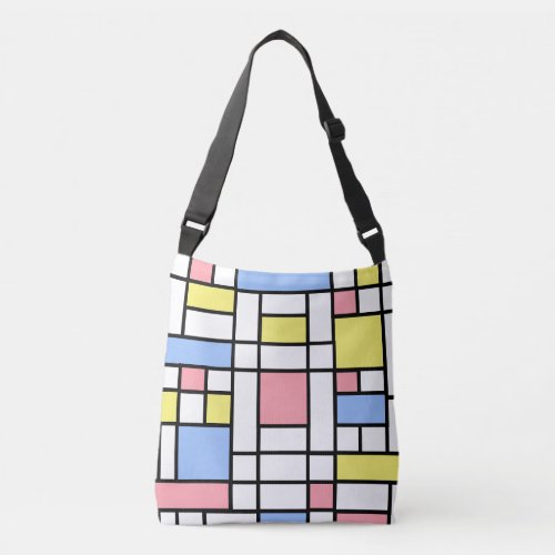 Stylish Mondrian Abstract Art with Pastel Colors Crossbody Bag