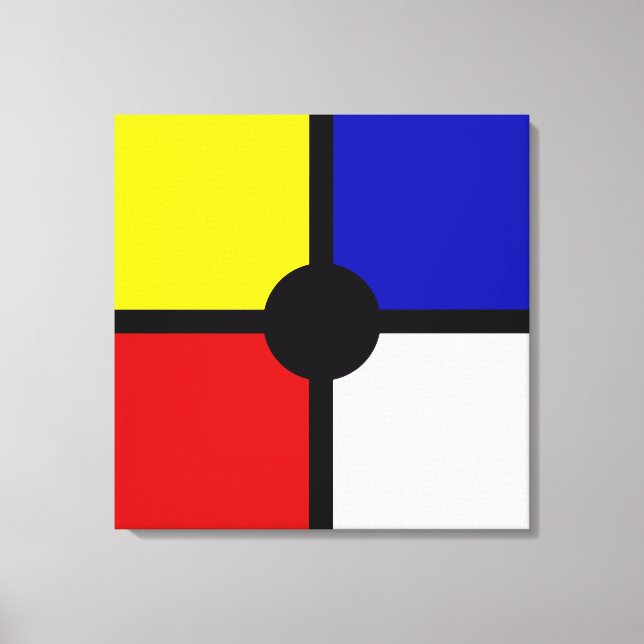 Stylish Mondrian Inspired Art & Basic Colors Canvas Print (Front)