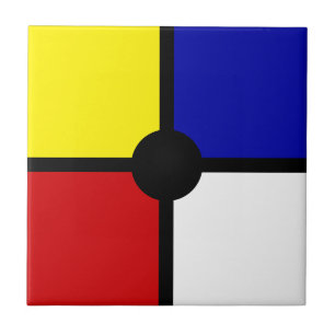 Stylish Mondrian Inspired Art & Basic Colors Ceramic Tile