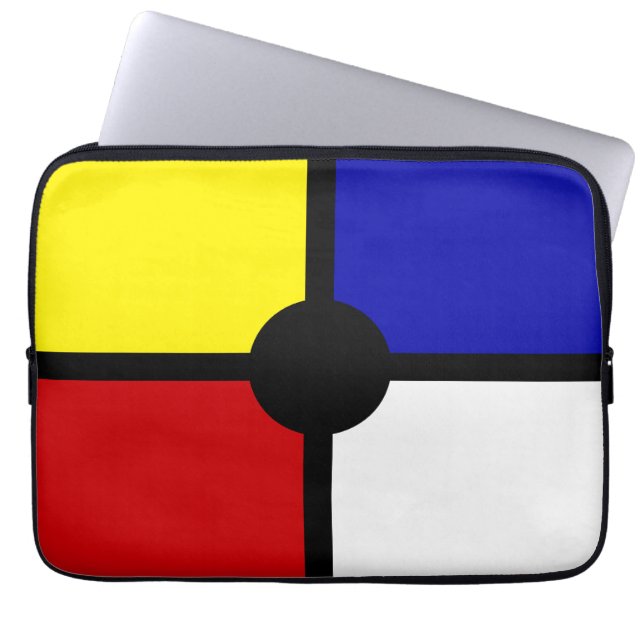 Stylish Mondrian Inspired Art & Basic Colors Laptop Sleeve (Front)