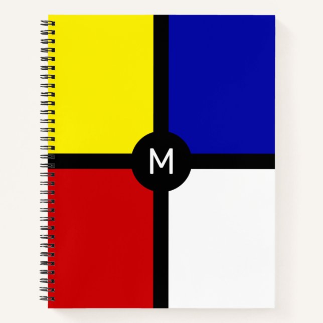 Stylish Mondrian Inspired Art & Basic Colors Notebook (Front)