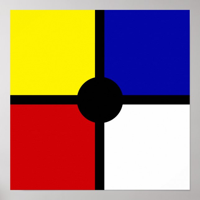 Stylish Mondrian Inspired Art & Basic Colors Poster (Front)
