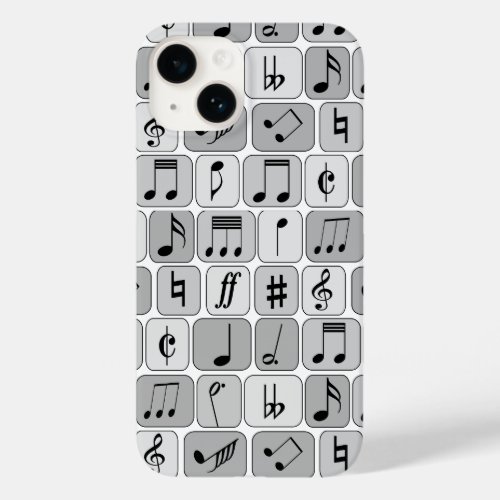 Stylish Monochrome Geometric Music Notes Pattern Case_Mate iPhone 14 Case