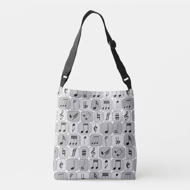 Stylish Monochrome Geometric Music Notes Pattern Crossbody Bag (Back)