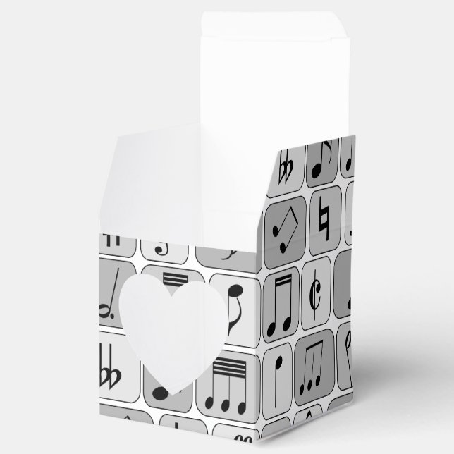 Stylish Monochrome Geometric Music Notes Pattern Favor Boxes (Opened)