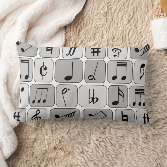 Stylish Monochrome Geometric Music Notes Pattern Lumbar Pillow