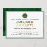 STYLISH MONOGRAM BAR MITZVAH forrest green gold Invitation<br><div class="desc">by kat massard >>> kat@simplysweetPAPERIE.com <<< A trendy invitation design for your child's BAR MITZVAH Setup as a template it is simple for you to add your own details, or hit the customise button and you can add or change text, fonts, sizes etc TIP :: 1. To change/move graphics /...</div>