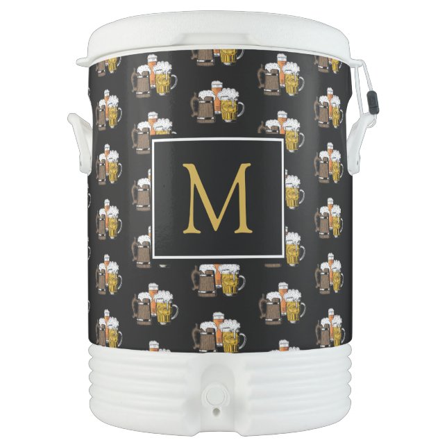 Stylish Monogram Beer Beverage Cooler (Front)