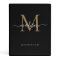Stylish Monogram Black Gold Script Office School