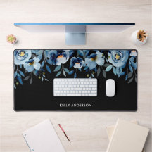 Stylish Monogram Black Watercolor floral