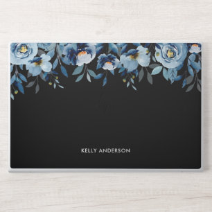 Stylish Monogram Black Watercolor floral HP Laptop Skin