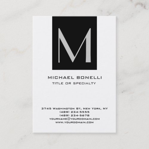 Stylish Monogram Black White Simple Business Card