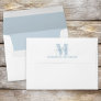 Stylish Monogram Blue Simple Return Address Envelope