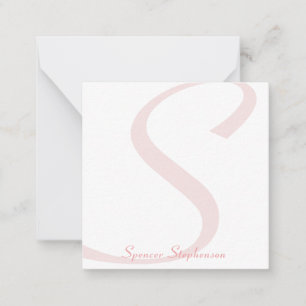 Stylish Monogram Blush Pink Minimalist Note Card