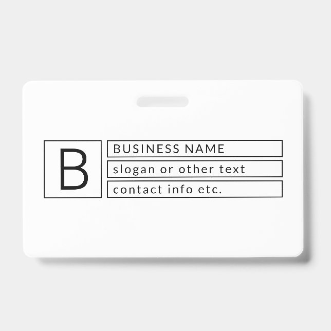 Stylish Monogram & Business Name (or other text) Badge (Front)