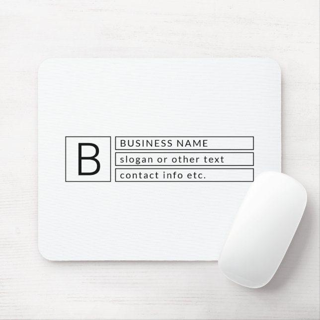 Stylish Monogram & Business Name (or other text) Mouse Pad (With Mouse)