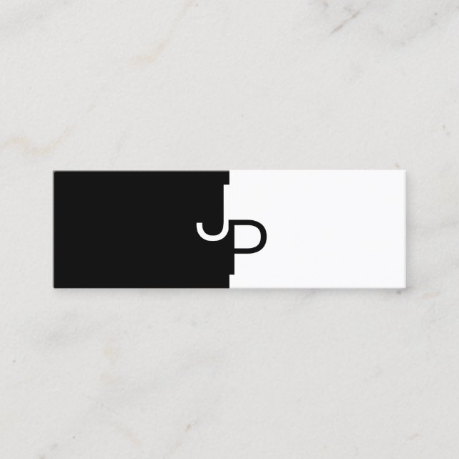 Stylish Monogram BW Black White Modern Template Mini Business Card (Front)