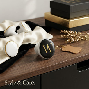 Stylish Monogram Ceramic Furniture Knob