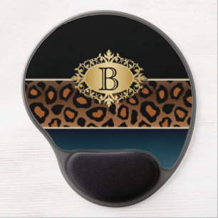 Stylish Monogram Design   Leopard Animal Print Gel Mouse Pad