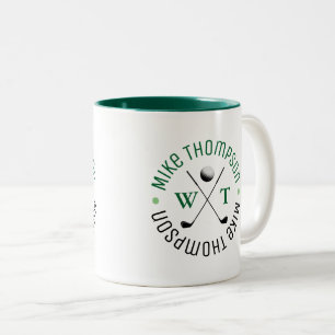 Stylish Monogram for a Golf-Player green Two-Tone Coffee Mug
