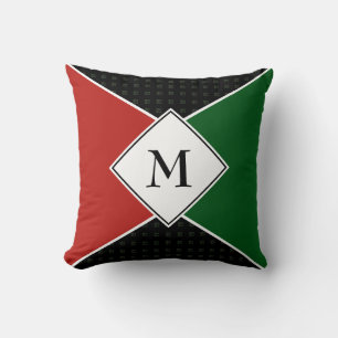 Stylish MONOGRAM Geometric   Pan African Colors Throw Pillow