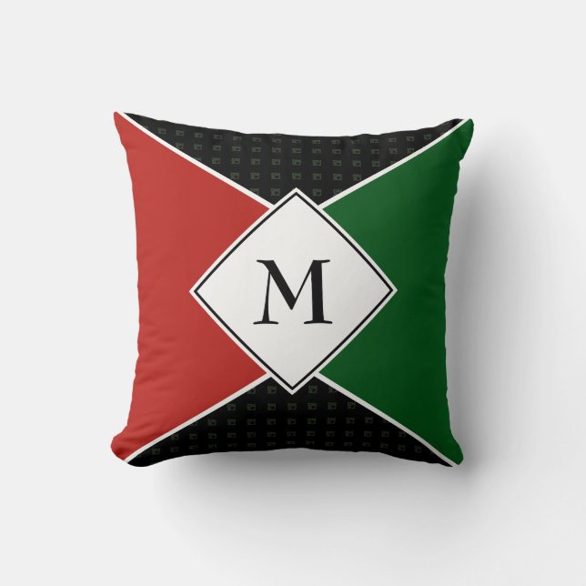 Stylish MONOGRAM Geometric | Pan African Colors Throw Pillow (Front)
