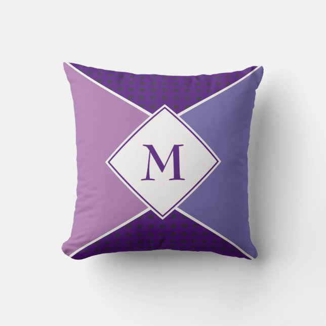 Stylish MONOGRAM Geometric | Purple Mauve Lilac Throw Pillow (Front)