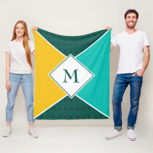 Stylish MONOGRAM Geometric Summer Colors Fleece Blanket