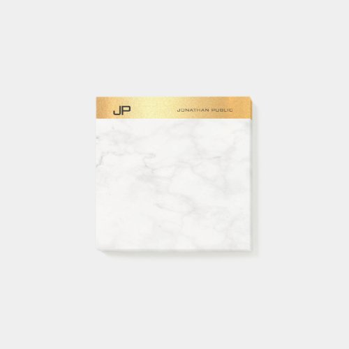 Stylish Monogram Gold Marble Simple Template Post_it Notes