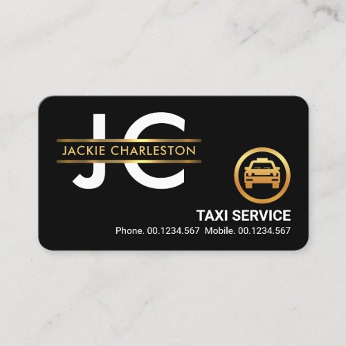 Stylish Monogram Gold Placard Frame Taxi Driver Business Card