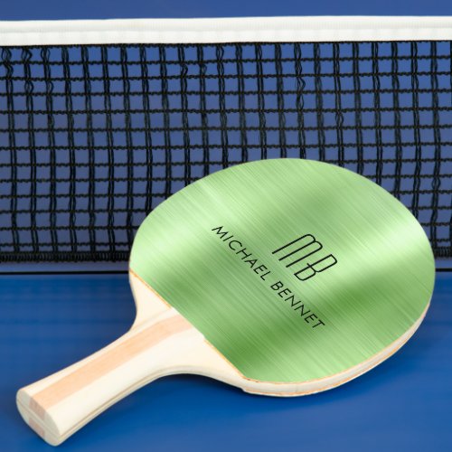 Stylish Monogram Green Ping Pong Paddle