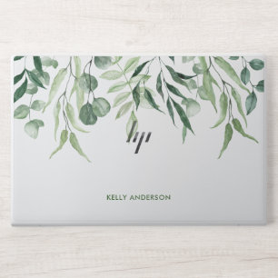 Stylish Monogram Greenery Watercolor floral HP Laptop Skin