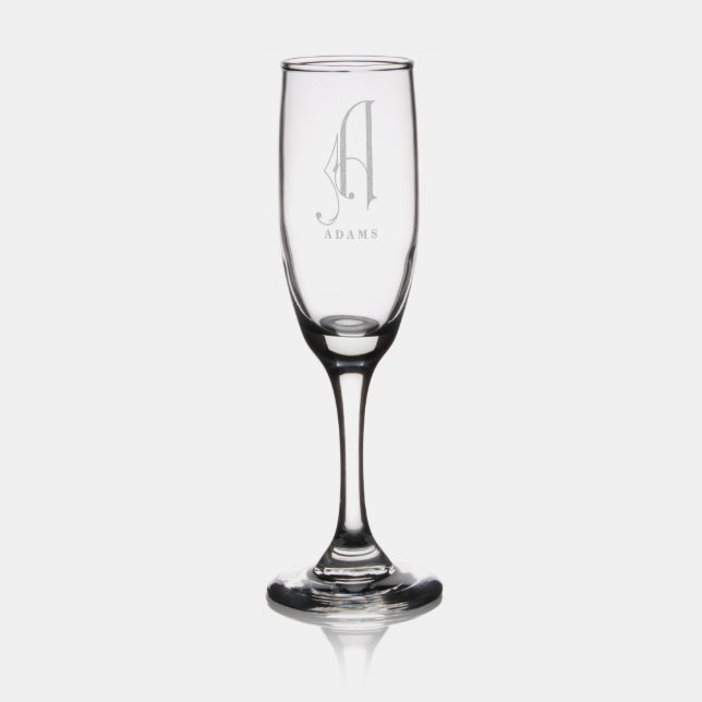 Stylish Monogram Initial A Name Editable   Champagne Flute (Glassware)