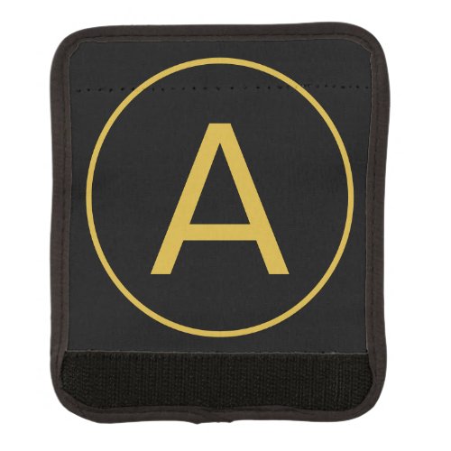 Stylish Monogram Initial Letter Gold Color Black Luggage Handle Wrap