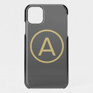 Stylish Monogram Initial Letter Gold Color Black iPhone 11 Case