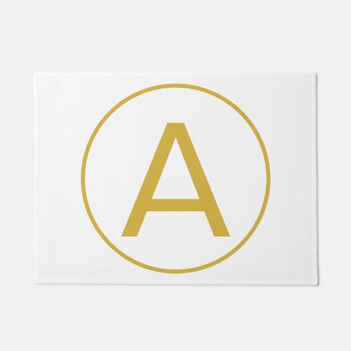 Stylish Monogram Initial Letter Gold Color White Doormat