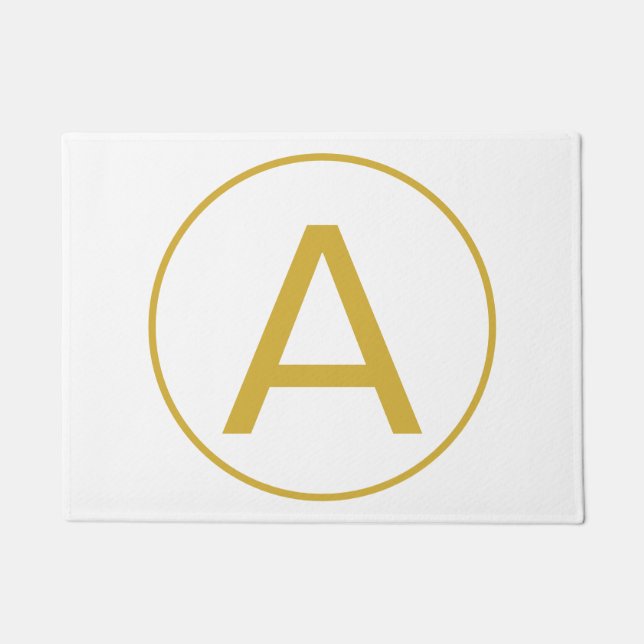 Stylish Monogram Initial Letter Gold Color White Doormat (Front)