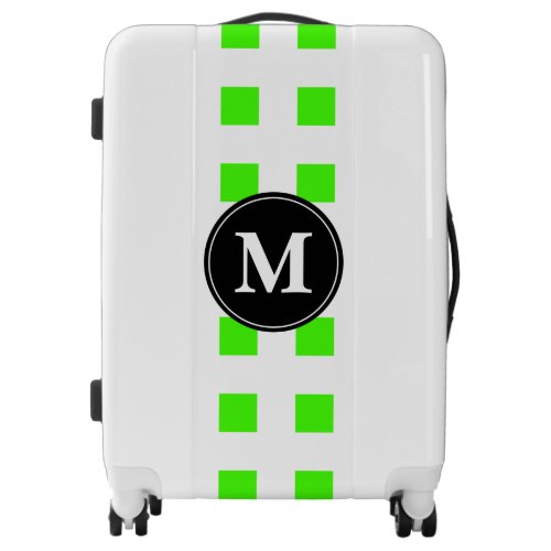 Stylish Monogram Initials Neon Green Black White Luggage