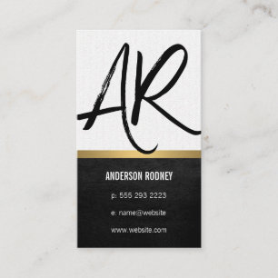 Stylish Monogram Leather Gold Trim Business Card