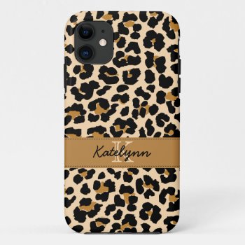 Stylish Monogram Leopard Print Phone Case Cover by stripedhope at Zazzle