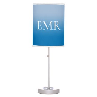 Stylish Monogram Light to Dark Blue Gradient Table Lamp