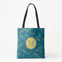 Stylish monogram lilac yellow berry pattern