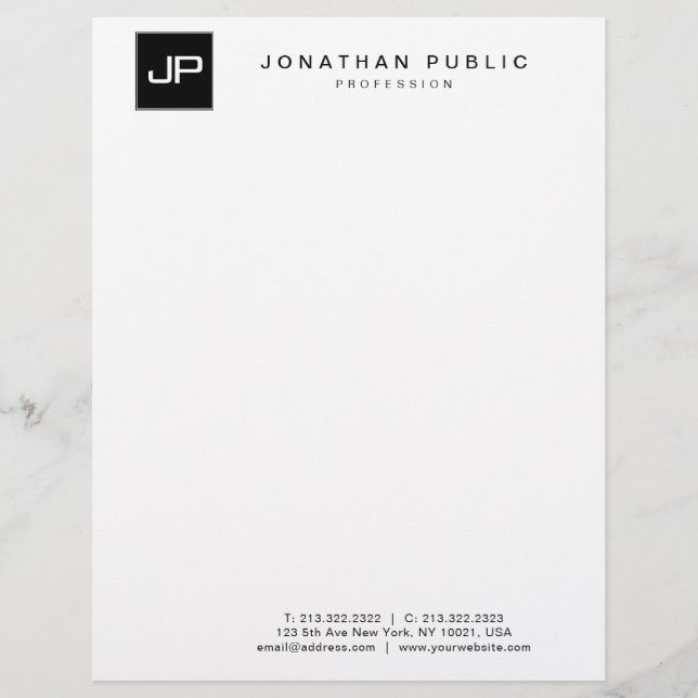 Stylish Monogram Minimalist Template Modern Trendy Letterhead (Front)
