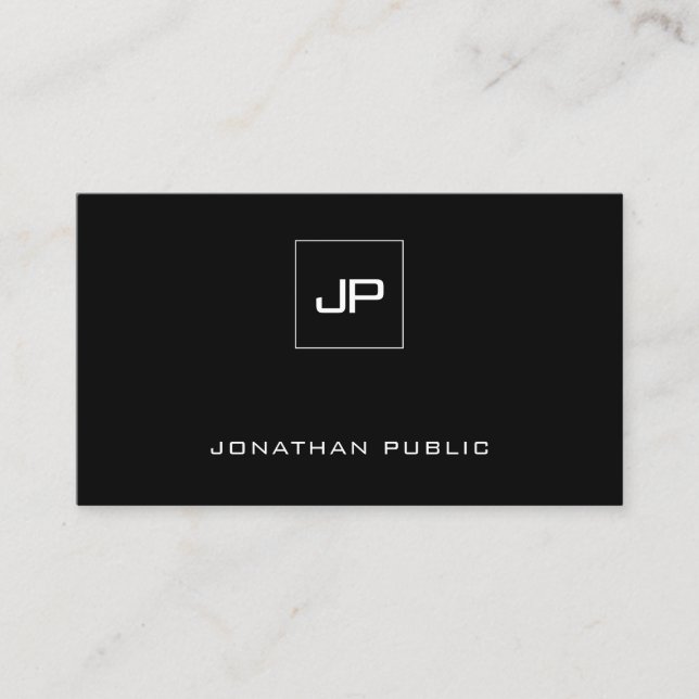 Stylish Monogram Modern Black White Template Cool Business Card (Front)