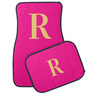 Stylish Monogram Modern Hot Pink Car Floor Mat