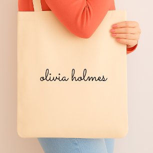 Stylish Monogram Modern Minimal Typography Name Tote Bag