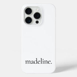 Stylish Monogram Modern Minimalist Name White iPhone 15 Pro Case