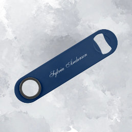Stylish Monogram Modern Minimalist Navy Blue Bar Key
